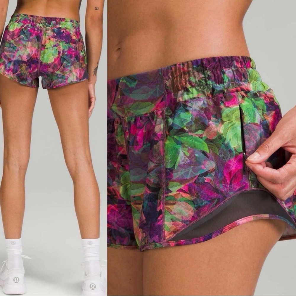 Lululemon Hotty Hot Shorts Women’s 4 Multicolor Floral Active Running Athleisure